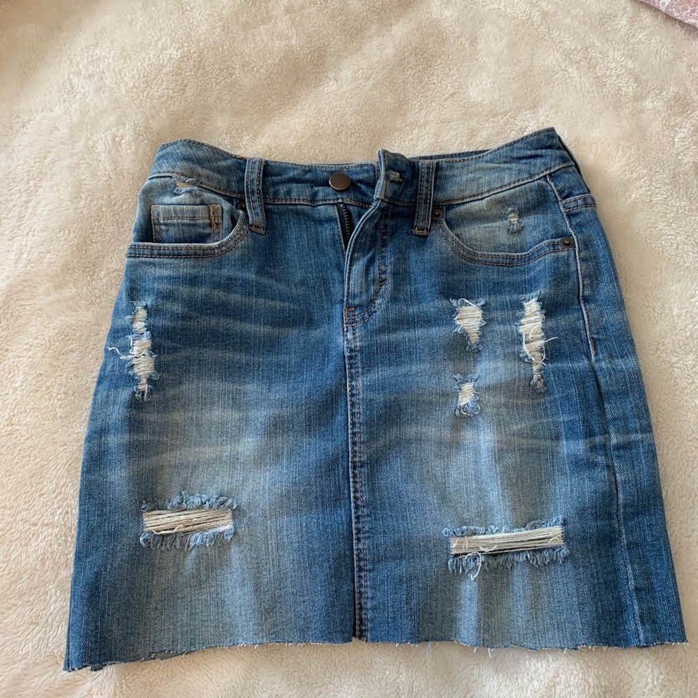 Distressed Jean Skirt